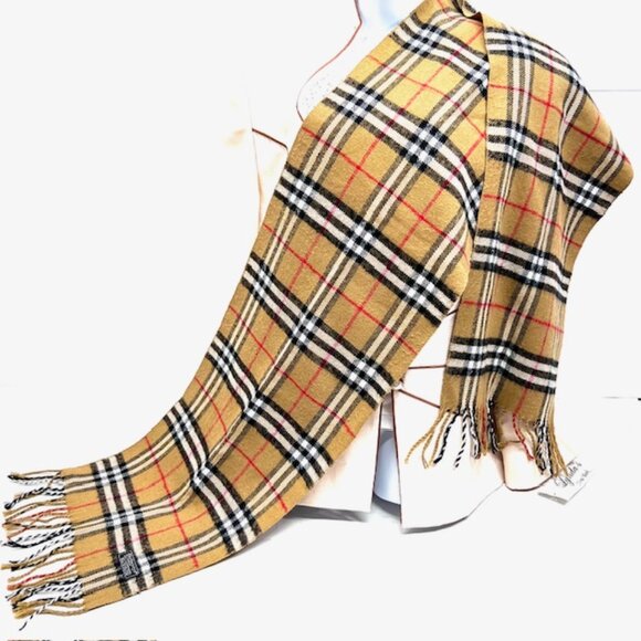 Burberrys London 100% Lamswool 72x12" Brown Black Nova check Made in England(70 - Picture 2 of 7